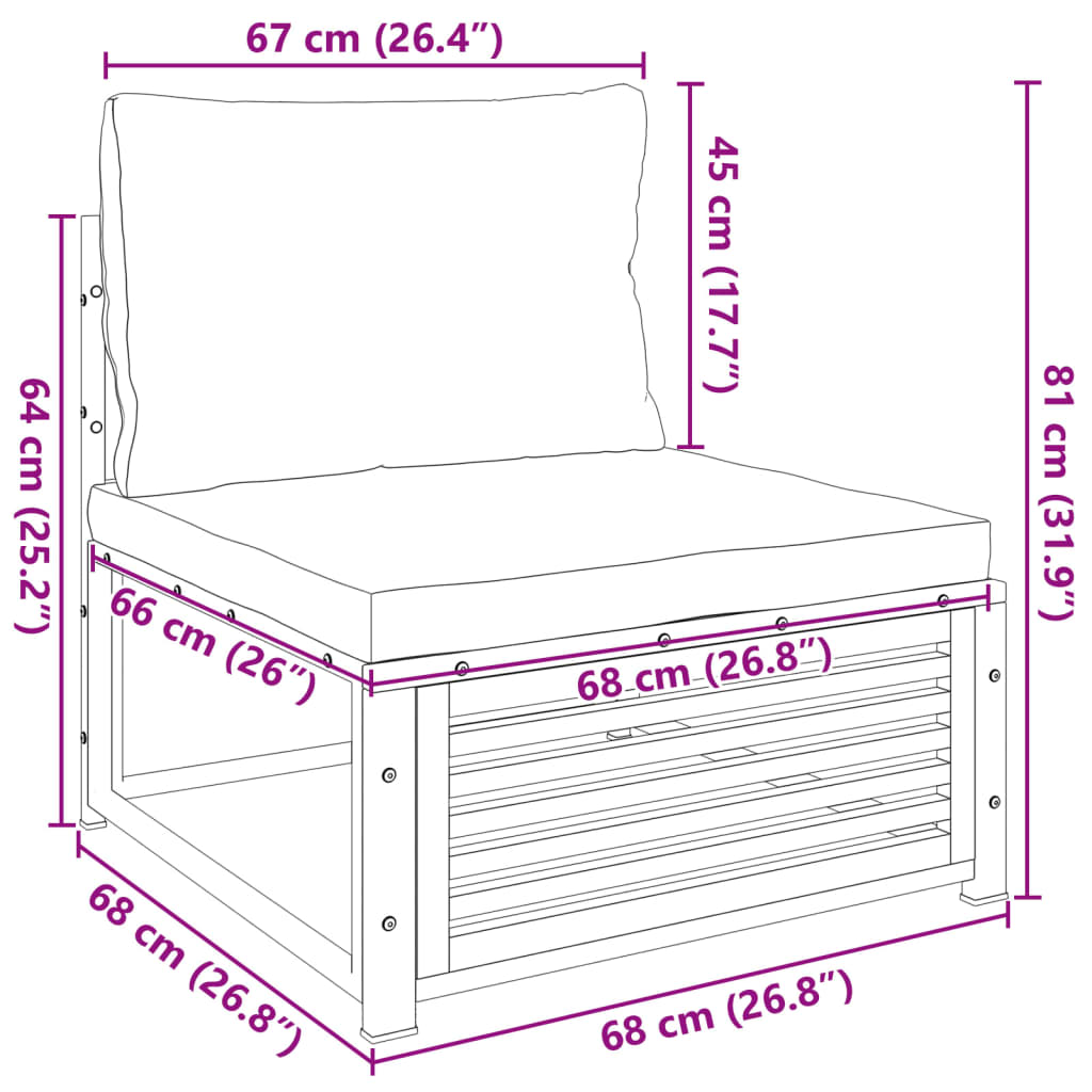 Tuinbank zonder armleuningen met kussens massief acaciahout is nu te koop bij PeponiXL, paradijselijk wonen!