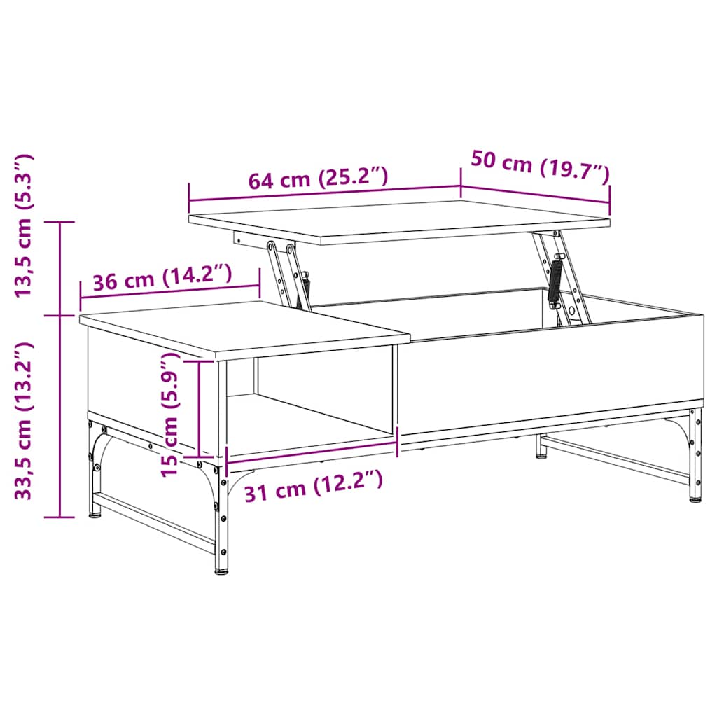 Salontafel 100x50x35 cm bewerkt hout en metaal gerookt eiken is nu te koop bij PeponiXL, paradijselijk wonen!