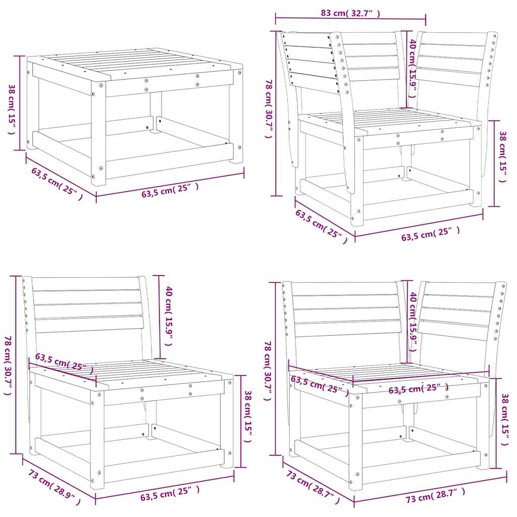 8-delige Loungeset massief grenenhout wit is nu te koop bij PeponiXL, paradijselijk wonen!