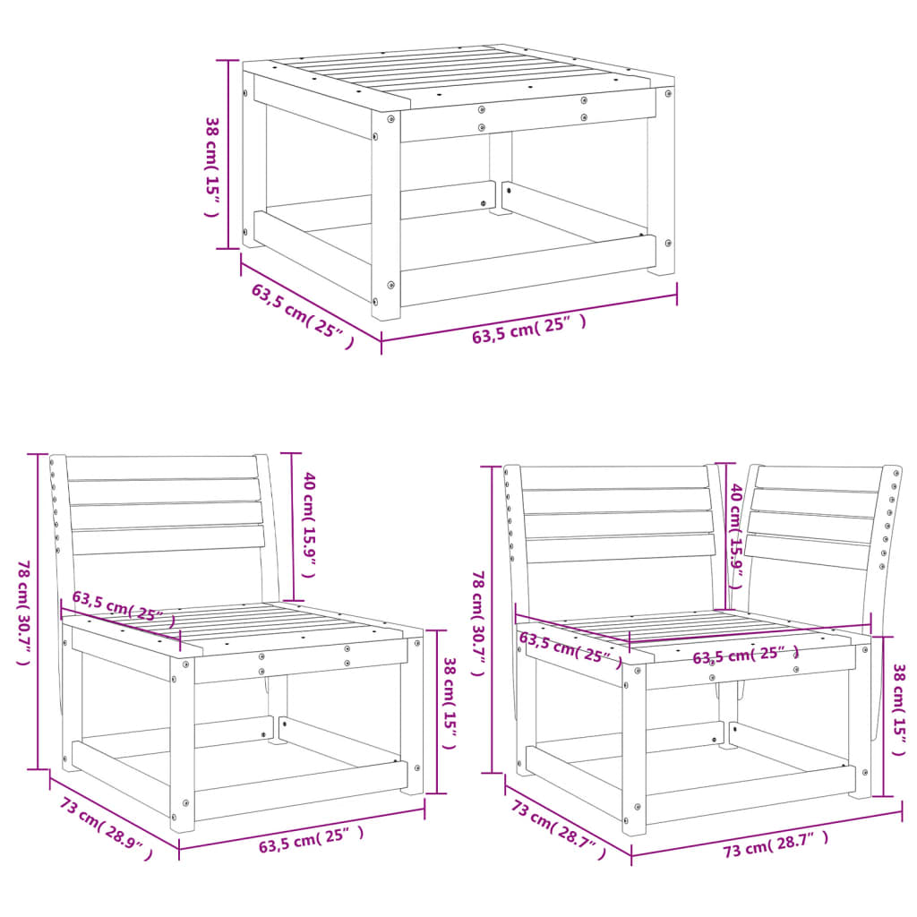 5-delige Loungeset massief grenenhout wasbruin is nu te koop bij PeponiXL, paradijselijk wonen!