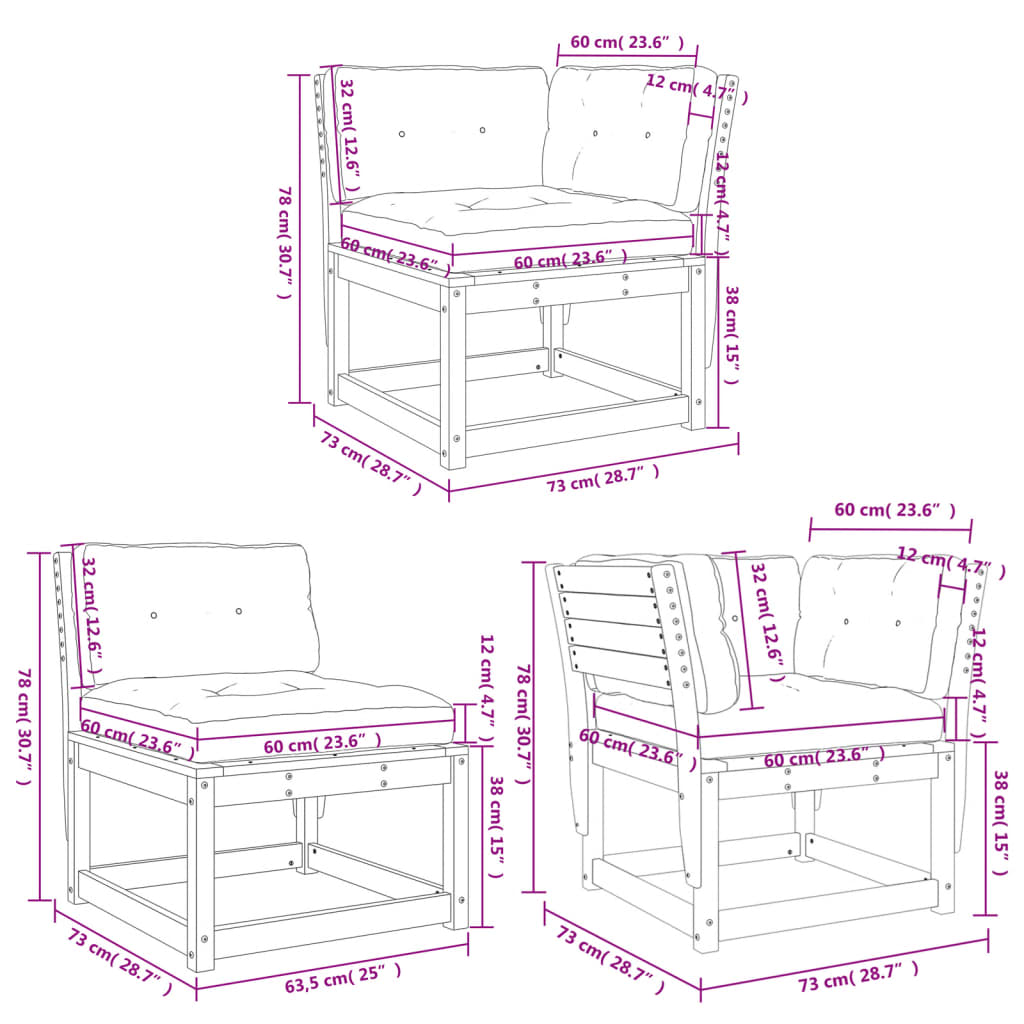 5-delige Loungeset met kussens massief grenenhout is nu te koop bij PeponiXL, paradijselijk wonen!