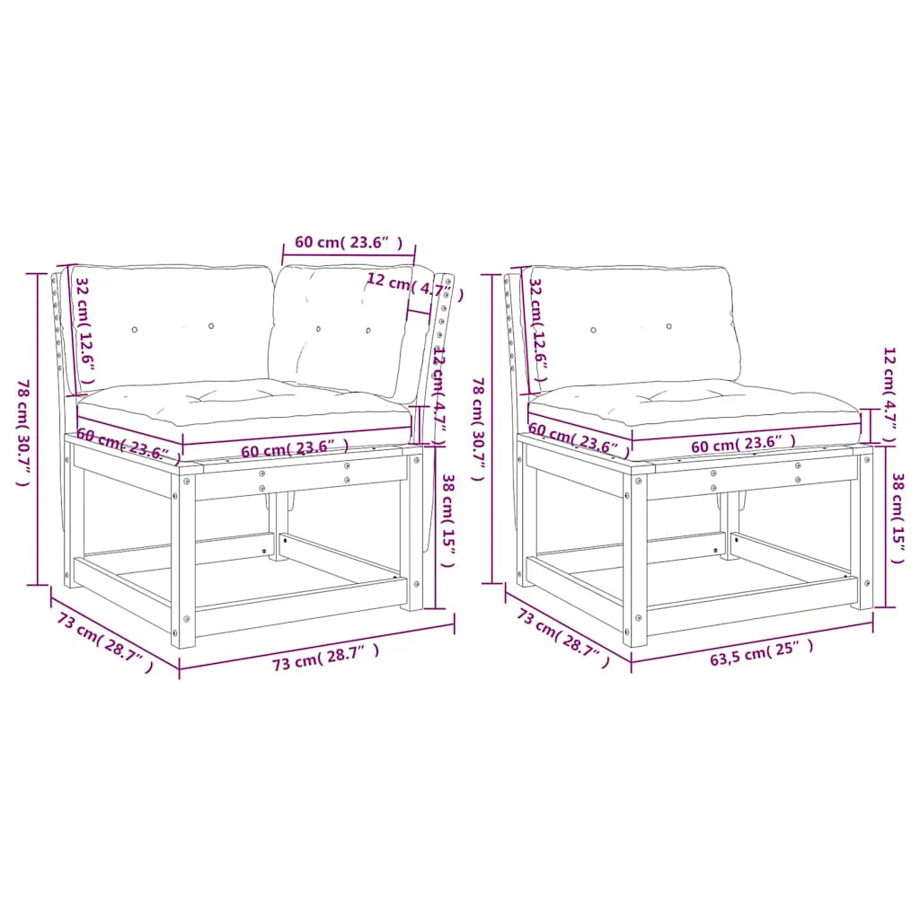 6-delige Loungeset met kussens massief grenenhout wasbruin is nu te koop bij PeponiXL, paradijselijk wonen!