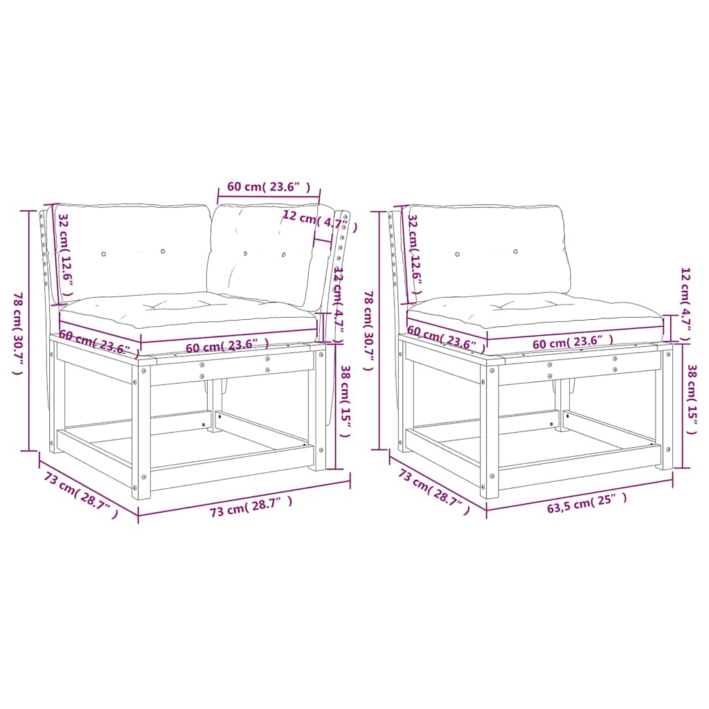 6-delige Loungeset met kussens massief grenenhout wasbruin is nu te koop bij PeponiXL, paradijselijk wonen!