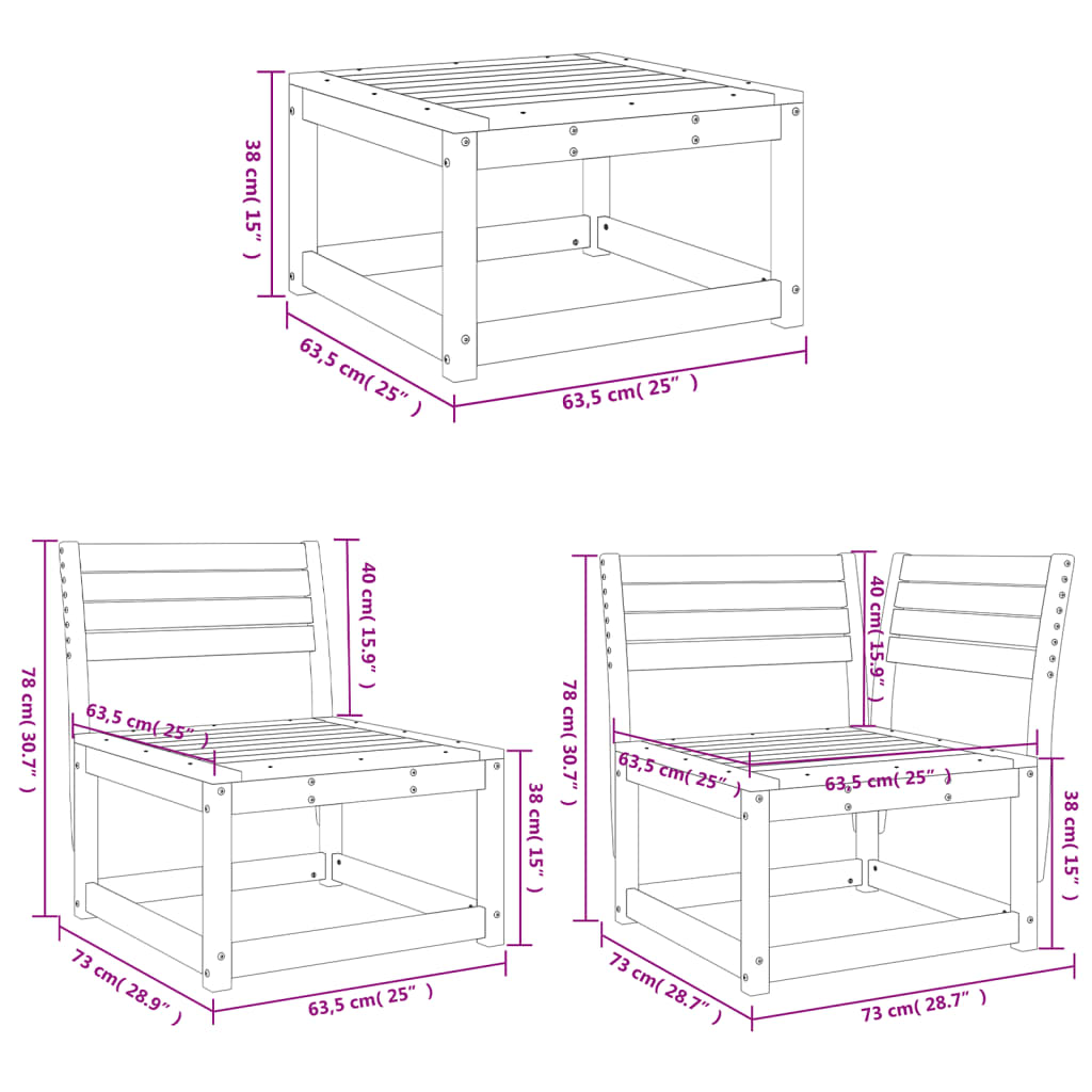 6-delige Loungeset massief grenenhout wasbruin is nu te koop bij PeponiXL, paradijselijk wonen!