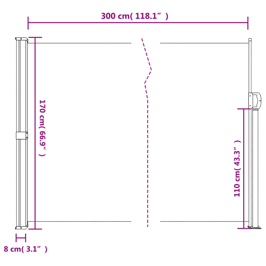 Windscherm intrekbaar 170x300 cm beige is nu te koop bij PeponiXL, paradijselijk wonen!