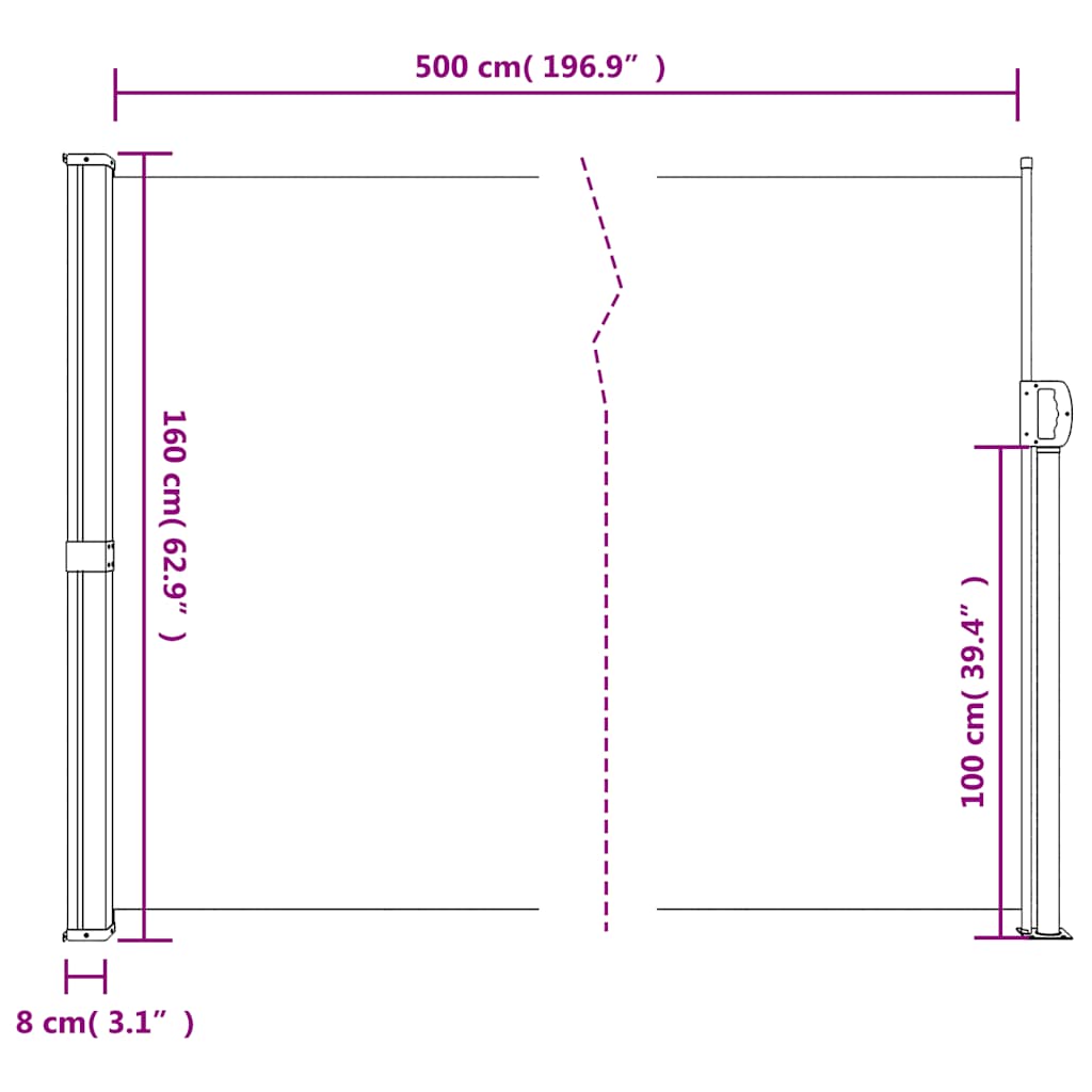 Windscherm uittrekbaar 160x500 cm donkergroen is nu te koop bij PeponiXL, paradijselijk wonen!