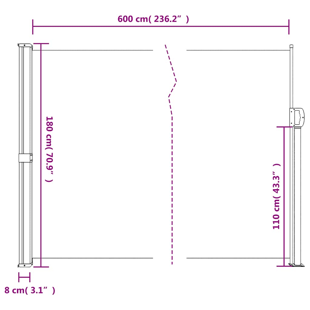 Windscherm uittrekbaar 180x600 cm zwart is nu te koop bij PeponiXL, paradijselijk wonen!