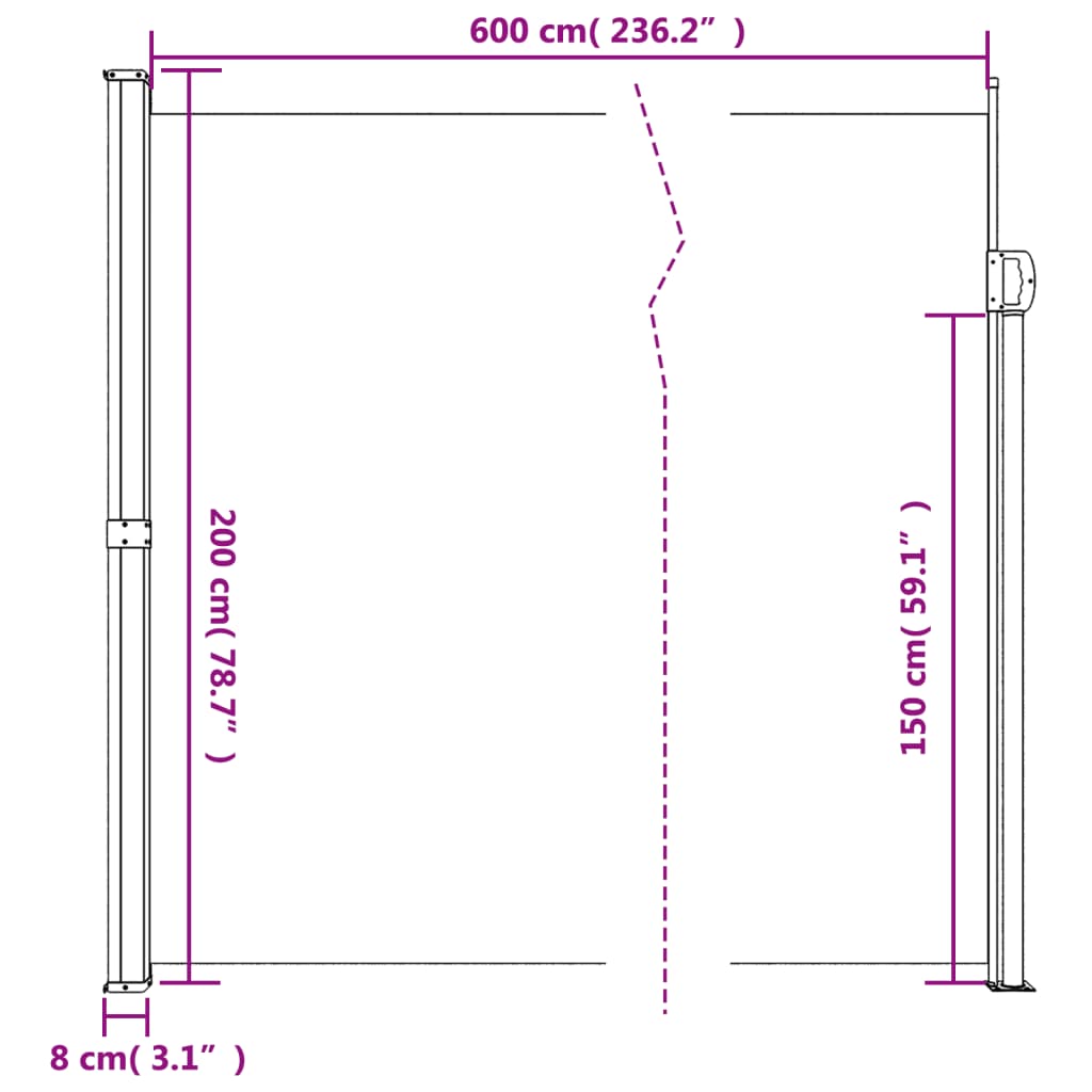 Windscherm uittrekbaar 200x600 cm bruin is nu te koop bij PeponiXL, paradijselijk wonen!