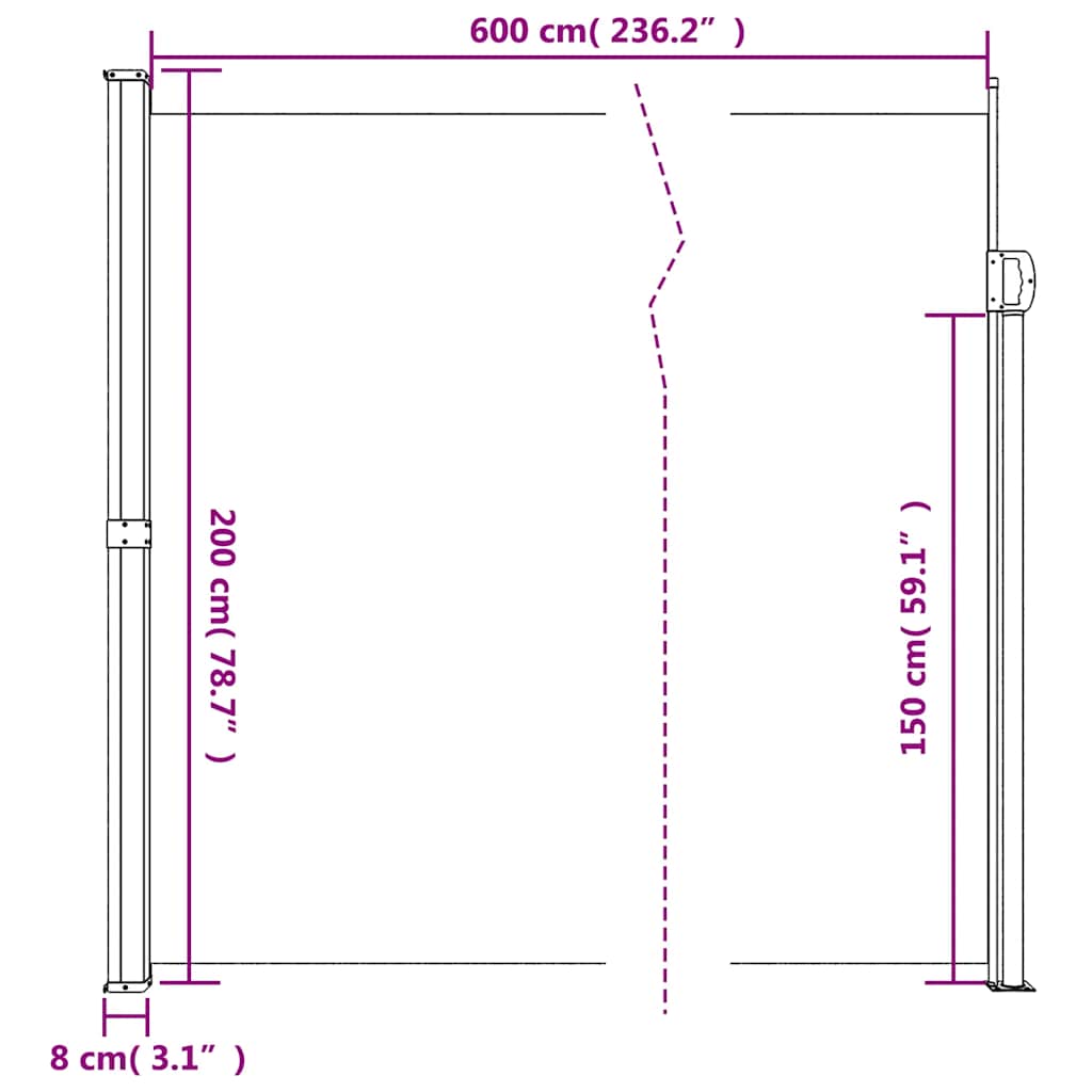 Windscherm uittrekbaar 200x600 cm antracietkleurig is nu te koop bij PeponiXL, paradijselijk wonen!