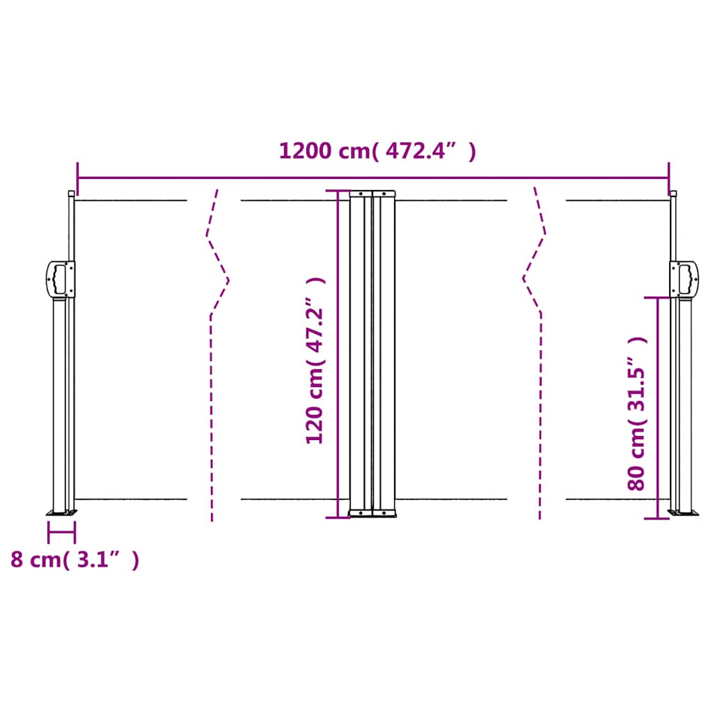 Windscherm uittrekbaar 120x1200 cm wit is nu te koop bij PeponiXL, paradijselijk wonen!