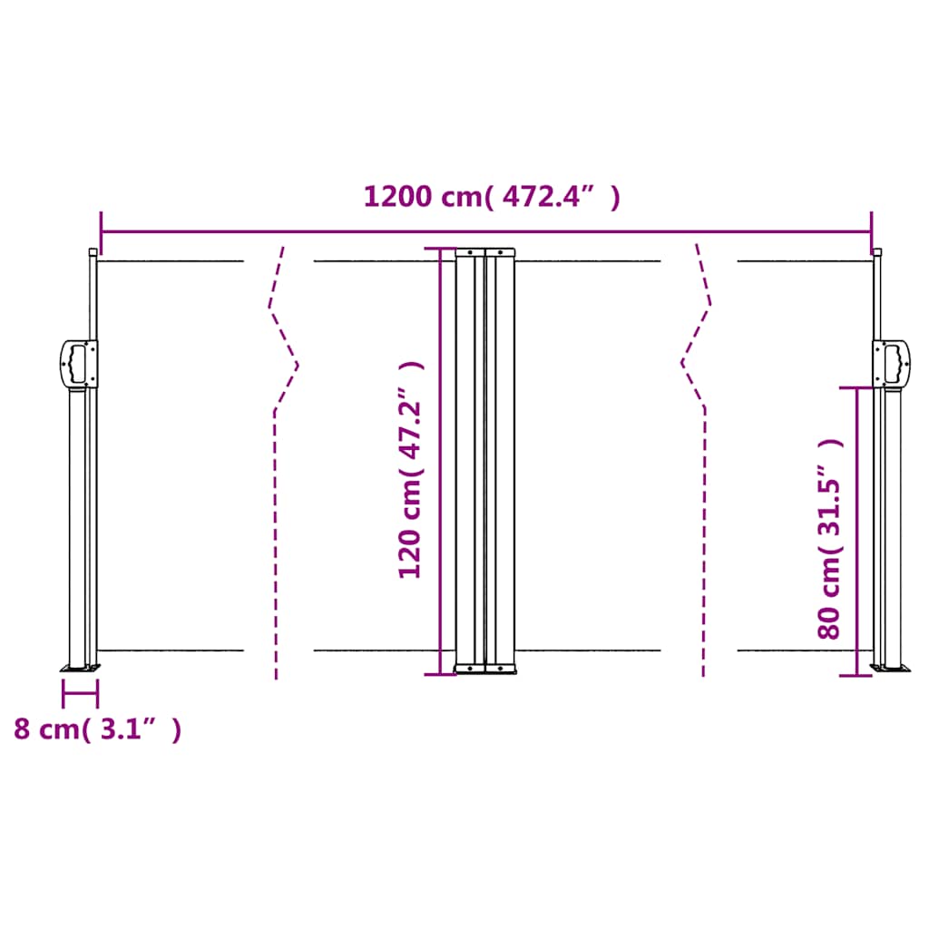 Windscherm uittrekbaar 120x1200 cm donkergroen is nu te koop bij PeponiXL, paradijselijk wonen!