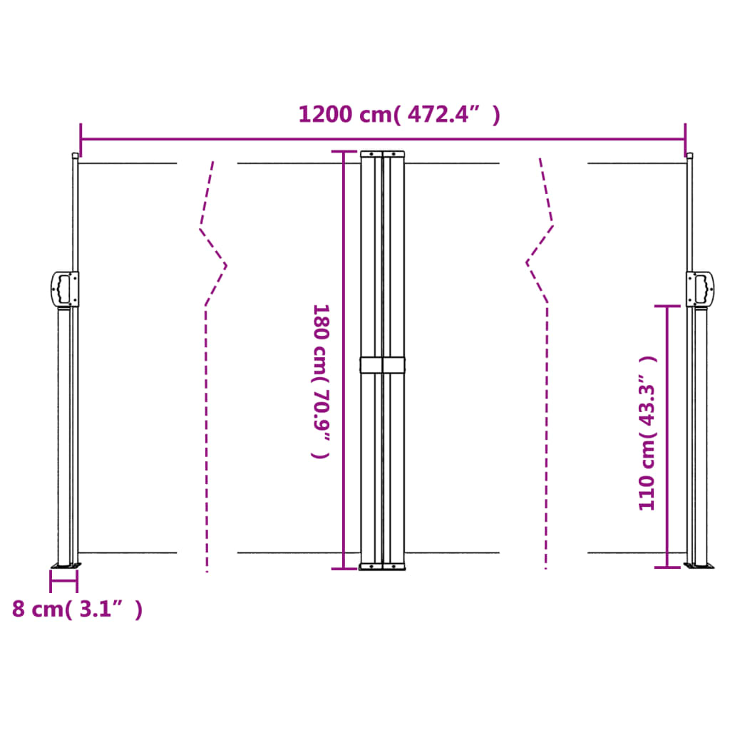 Windscherm uittrekbaar 180x1200 cm wit is nu te koop bij PeponiXL, paradijselijk wonen!