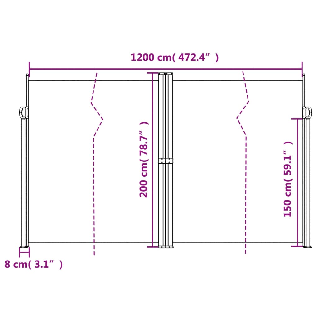 Tuinscherm uittrekbaar 200x1200 cm crèmekleurig is nu te koop bij PeponiXL, paradijselijk wonen!