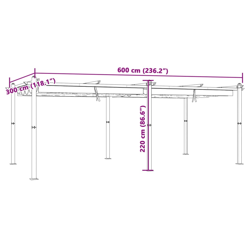Prieel met uittrekbaar dak 3x6 m aluminium taupe is nu te koop bij PeponiXL, paradijselijk wonen!