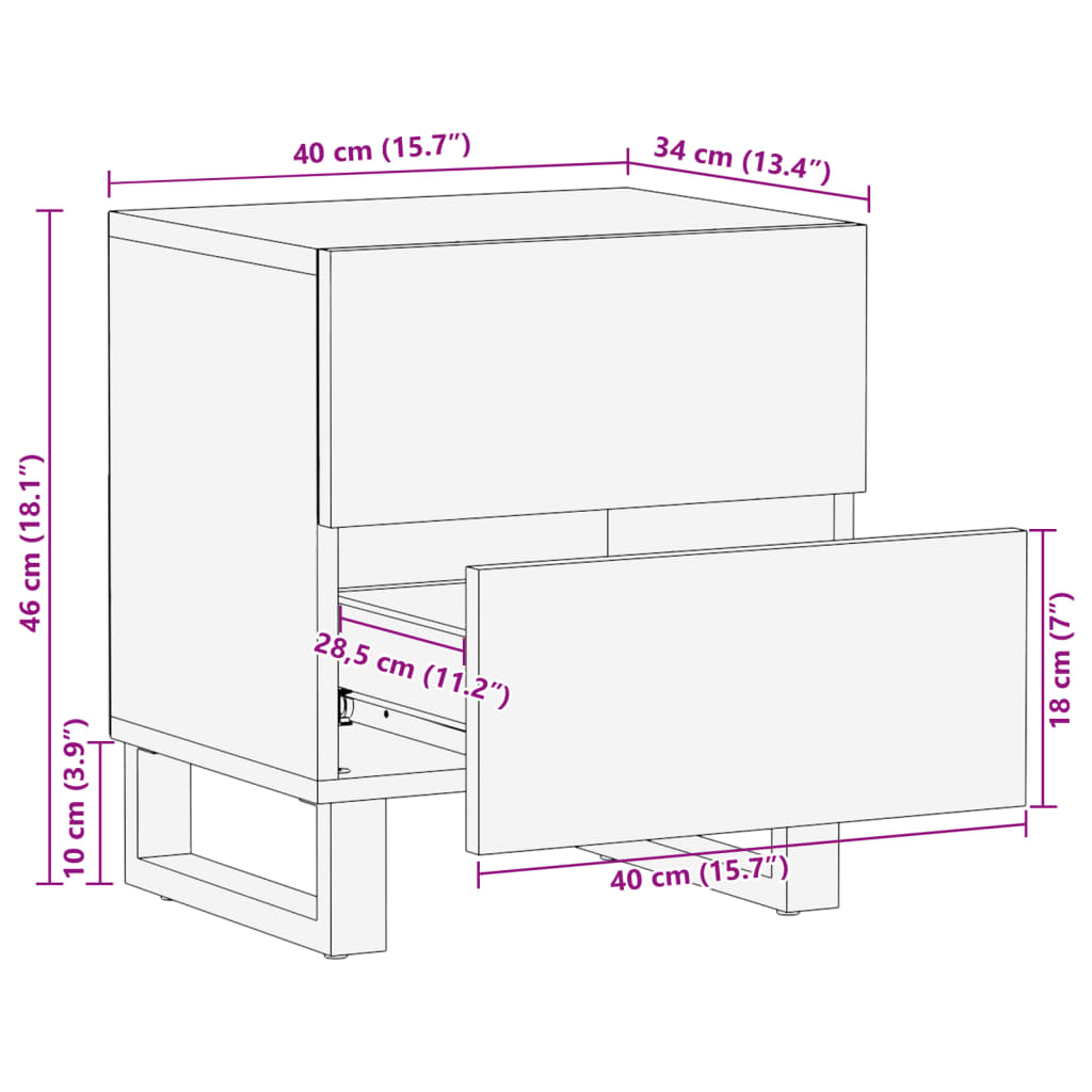 Nachtkastjes 2 st 40x34x46 cm massief acaciahout is nu te koop bij PeponiXL, paradijselijk wonen!
