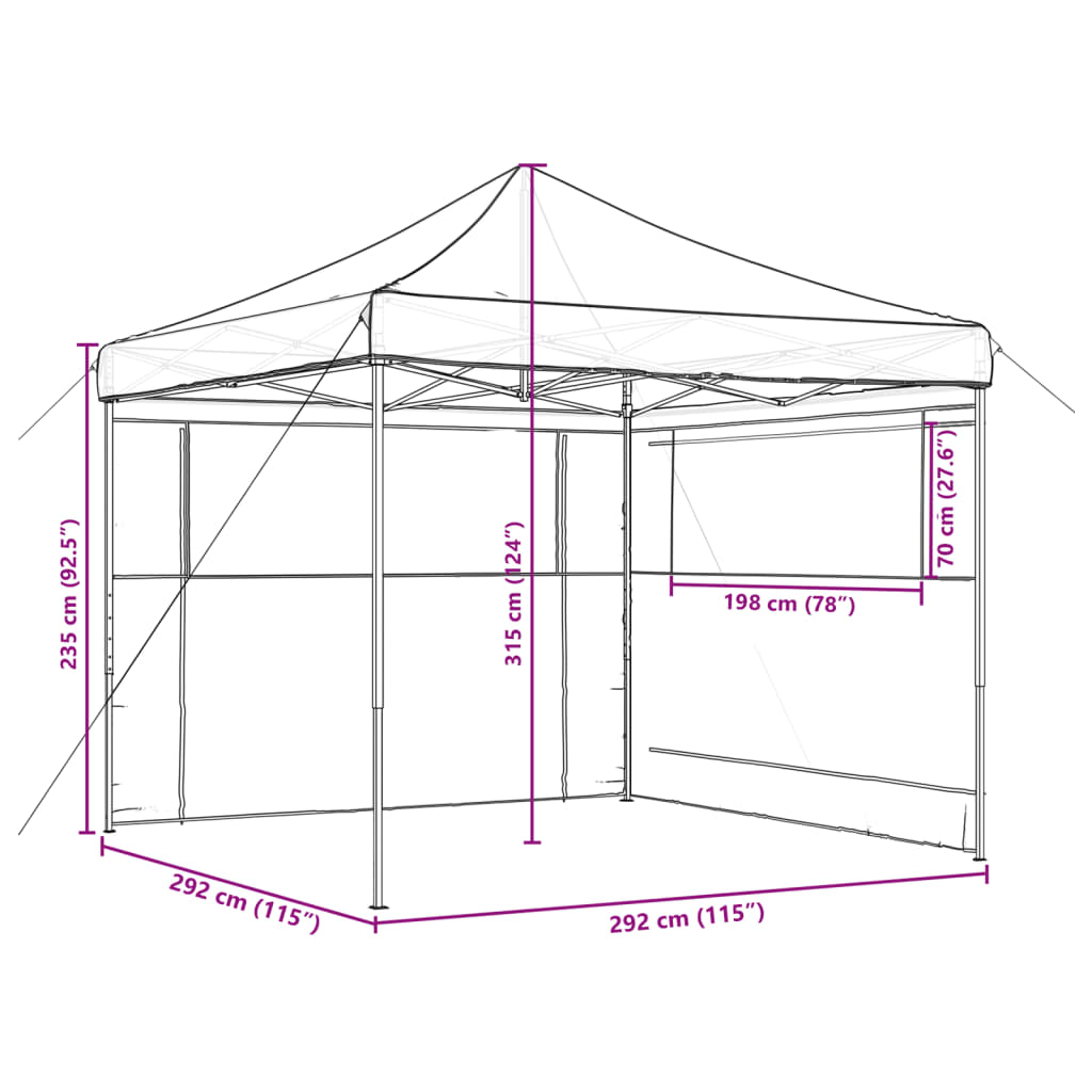 Partytent inklapbaar pop-up met 2 zijwanden bruin is nu te koop bij PeponiXL, paradijselijk wonen!