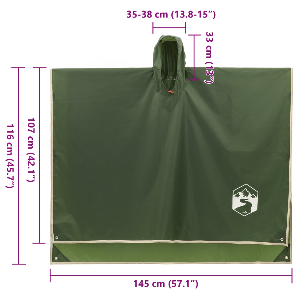 Regenponcho met capuchon 2-in-1 ontwerp 223x145 cm groen is nu te koop bij PeponiXL, paradijselijk wonen!