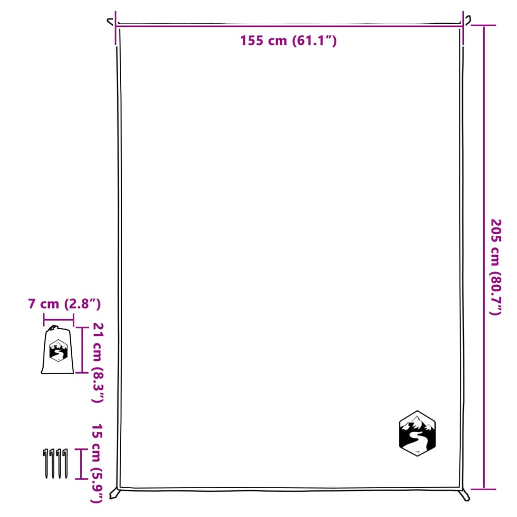Picknickkleed met haringen 205x155 cm groen is nu te koop bij PeponiXL, paradijselijk wonen!