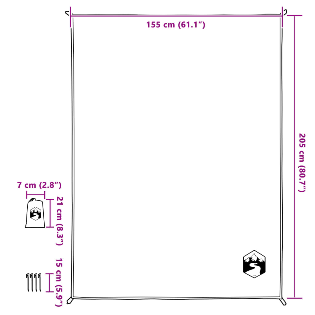 Picknickkleed met haringen 205x155 cm grijs en oranje is nu te koop bij PeponiXL, paradijselijk wonen!