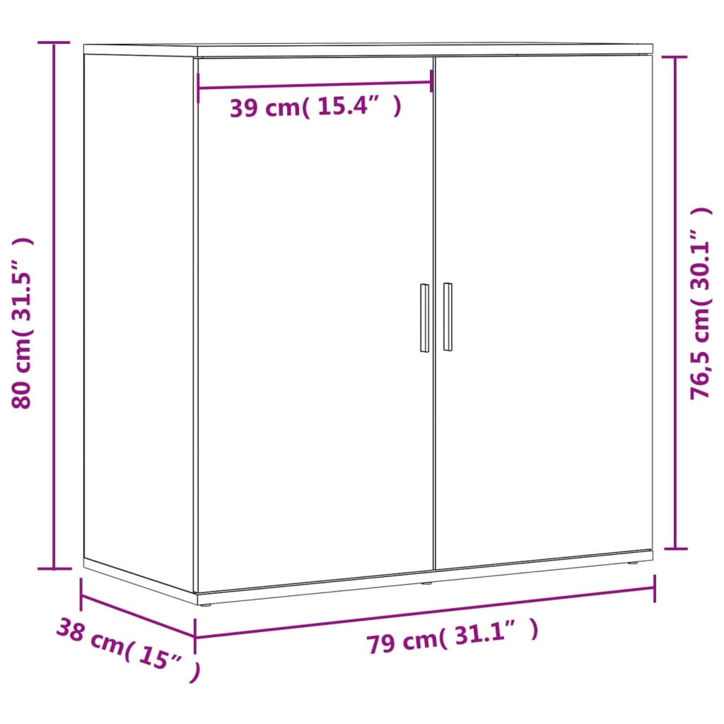 Dressoir 79x38x80 cm bewerkt hout sonoma eikenkleurig is nu te koop bij PeponiXL, paradijselijk wonen!