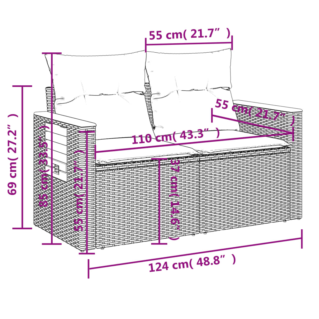 10-delige Loungeset met kussens poly rattan beige is nu te koop bij PeponiXL, paradijselijk wonen!