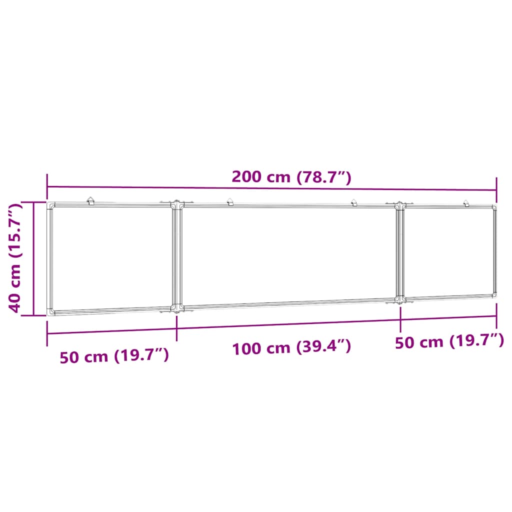 Whiteboard magnetisch inklapbaar 200x40x1,7 cm aluminium is nu te koop bij PeponiXL, paradijselijk wonen!