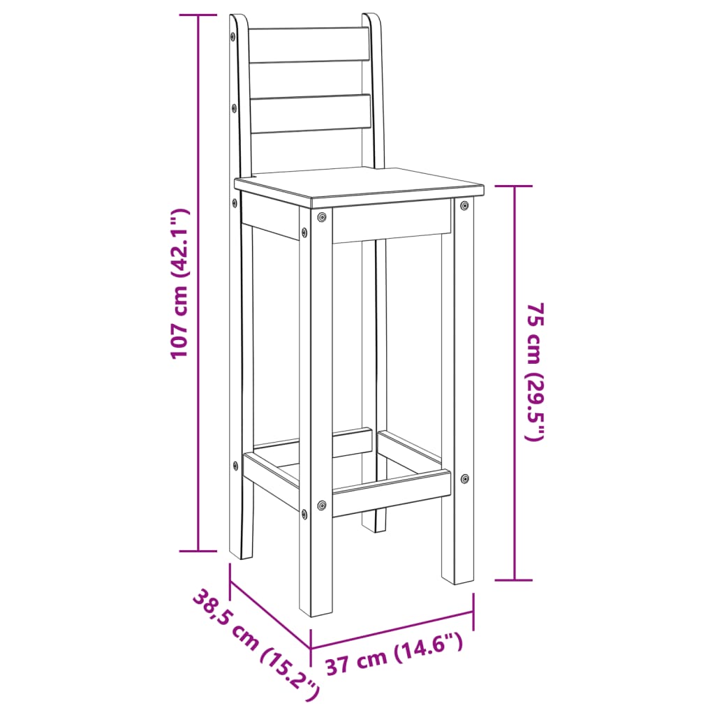 Barstoelen 2 st massief grenenhout grijs is nu te koop bij PeponiXL, paradijselijk wonen!