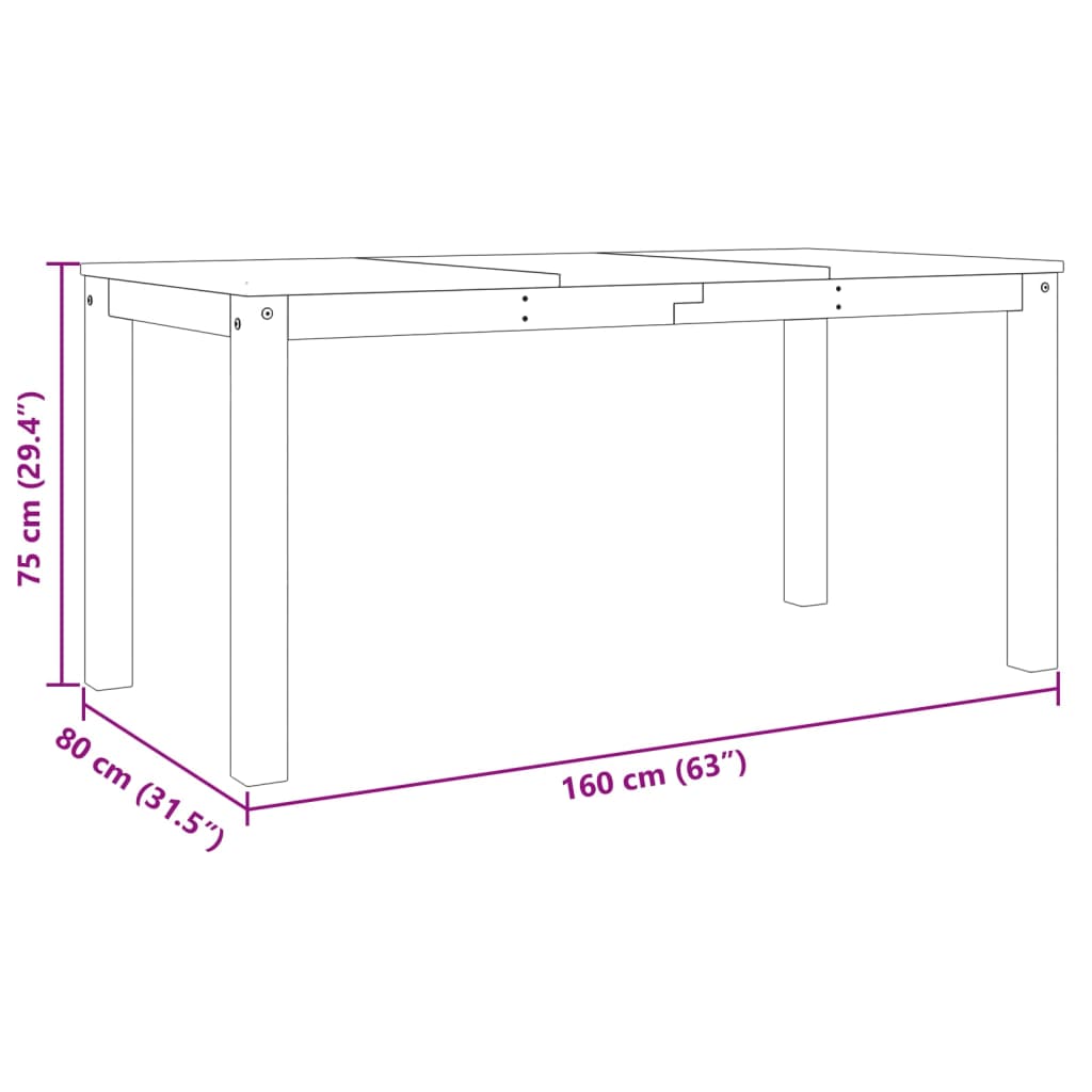 Eettafel PANAMA 160x80x75 cm massief grenenhout grijs is nu te koop bij PeponiXL, paradijselijk wonen!