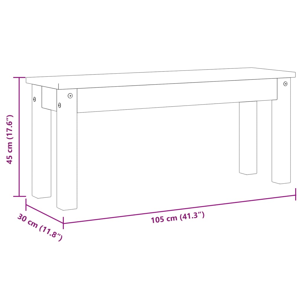 Eetkamerbank PANAMA 105x30x45 cm massief grenenhout grijs is nu te koop bij PeponiXL, paradijselijk wonen!