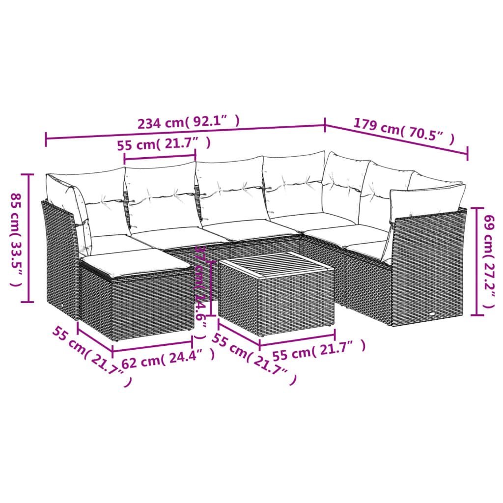 8-delige Loungeset met kussens poly rattan beige is nu te koop bij PeponiXL, paradijselijk wonen!