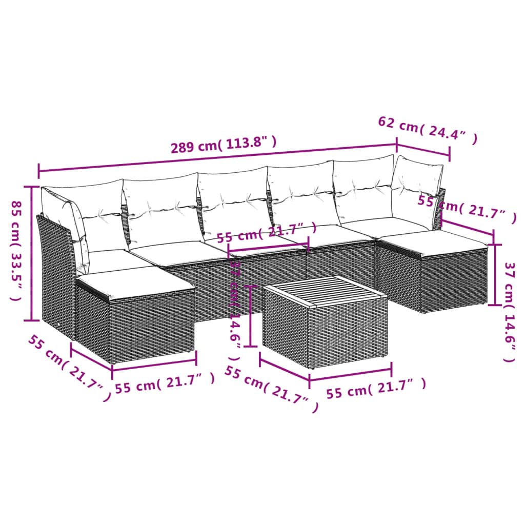 8-delige Loungeset met kussens poly rattan zwart is nu te koop bij PeponiXL, paradijselijk wonen!