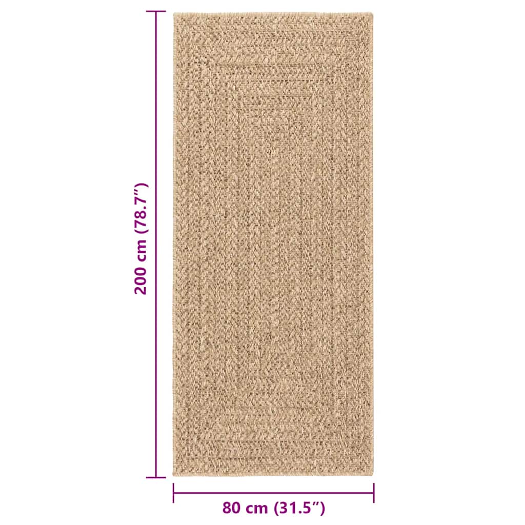 Vloerkleed ZIZUR binnen en buiten 80x200 cm jute look is nu te koop bij PeponiXL, paradijselijk wonen!