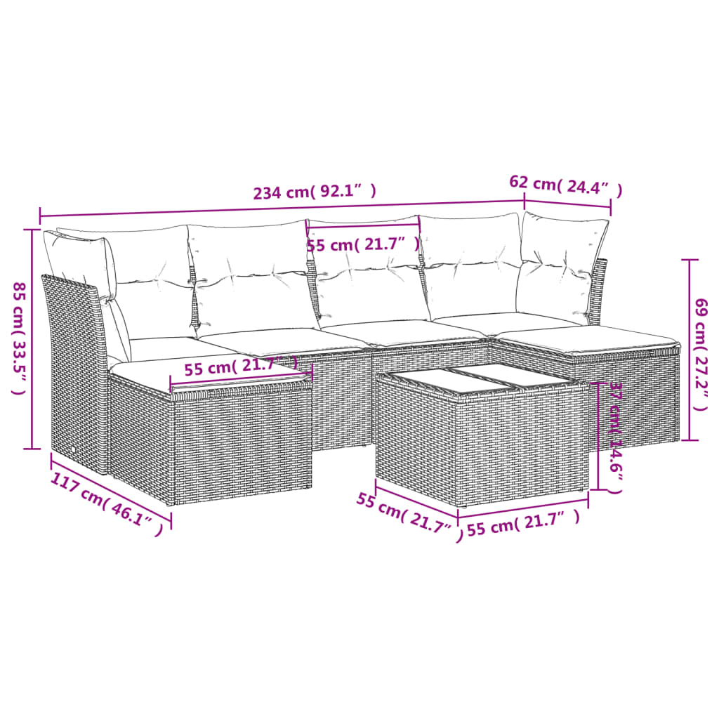 7-delige Loungeset met kussens poly rattan lichtgrijs is nu te koop bij PeponiXL, paradijselijk wonen!