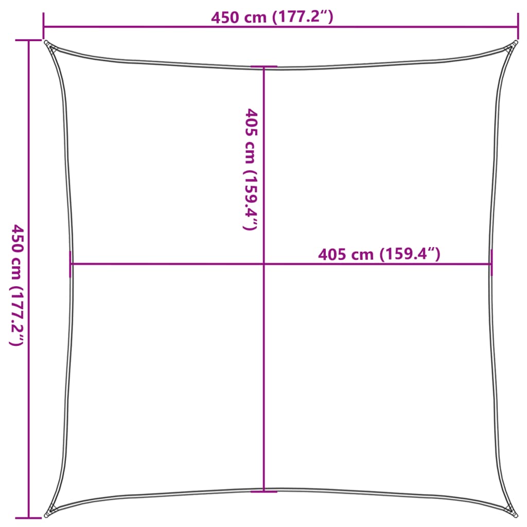 Zonnezeil 160 g/m² vierkant 4,5x4,5 m HDPE zandkleurig is nu te koop bij PeponiXL, paradijselijk wonen!