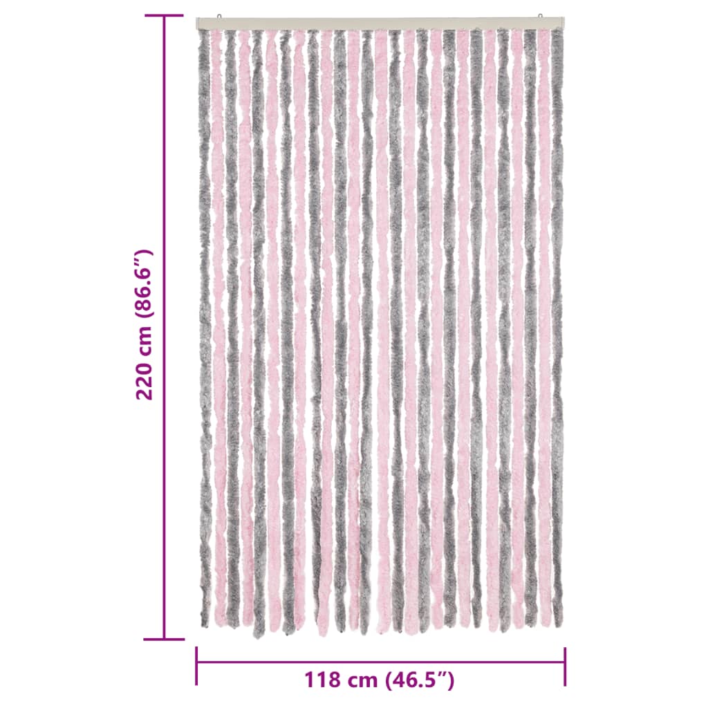 Vliegengordijn 118x220 cm chenille zilvergrijs en roze is nu te koop bij PeponiXL, paradijselijk wonen!