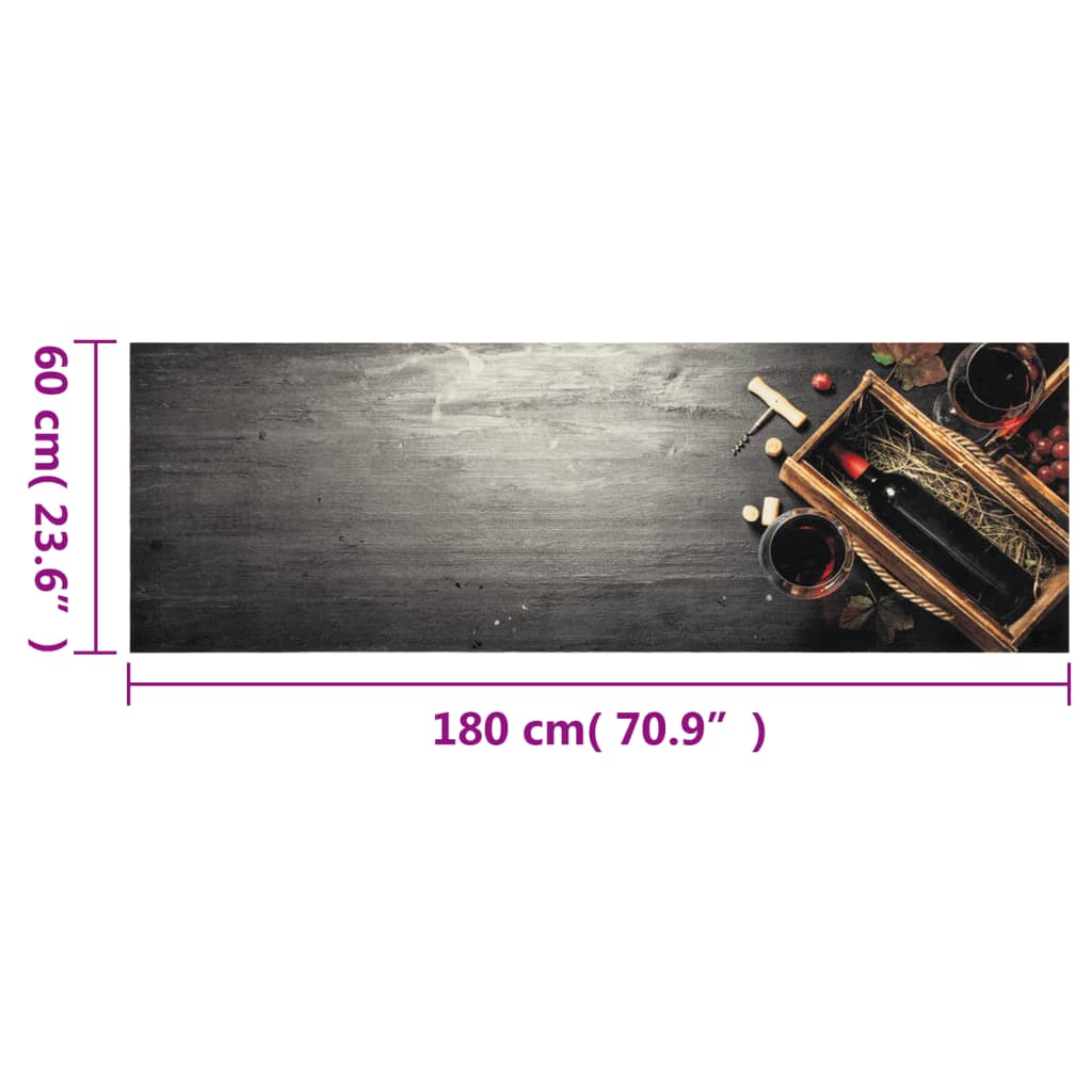 Keukenmat wasbaar wijnflesprint 60x180 cm fluweel is nu te koop bij PeponiXL, paradijselijk wonen!
