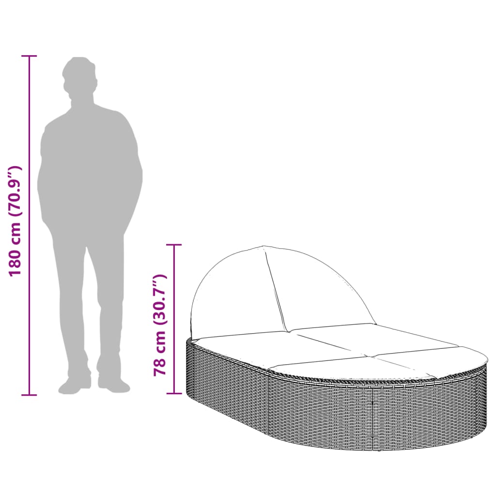 Ligbed 2-persoons met kussens poly rattan lichtgrijs is nu te koop bij PeponiXL, paradijselijk wonen!