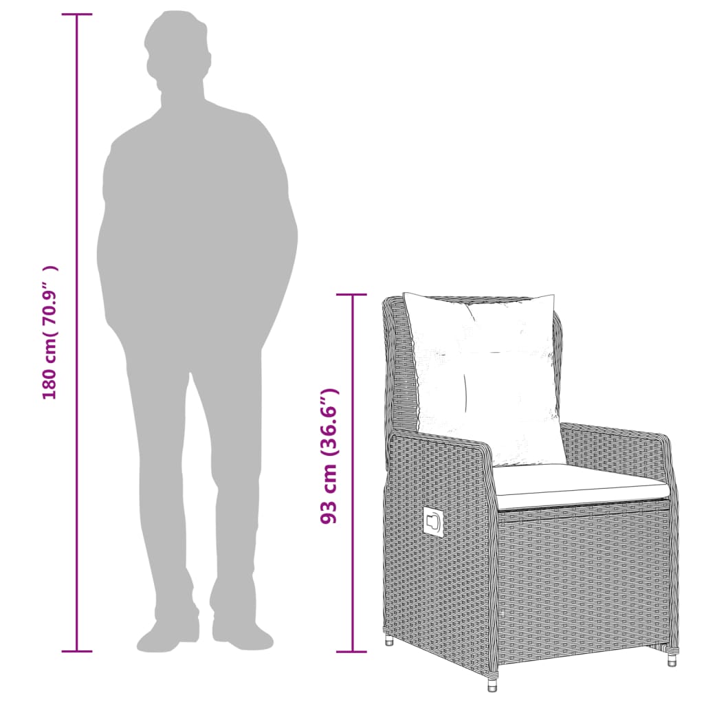Tuinstoelen 2 st verstelbaar poly rattan lichtgrijs is nu te koop bij PeponiXL, paradijselijk wonen!