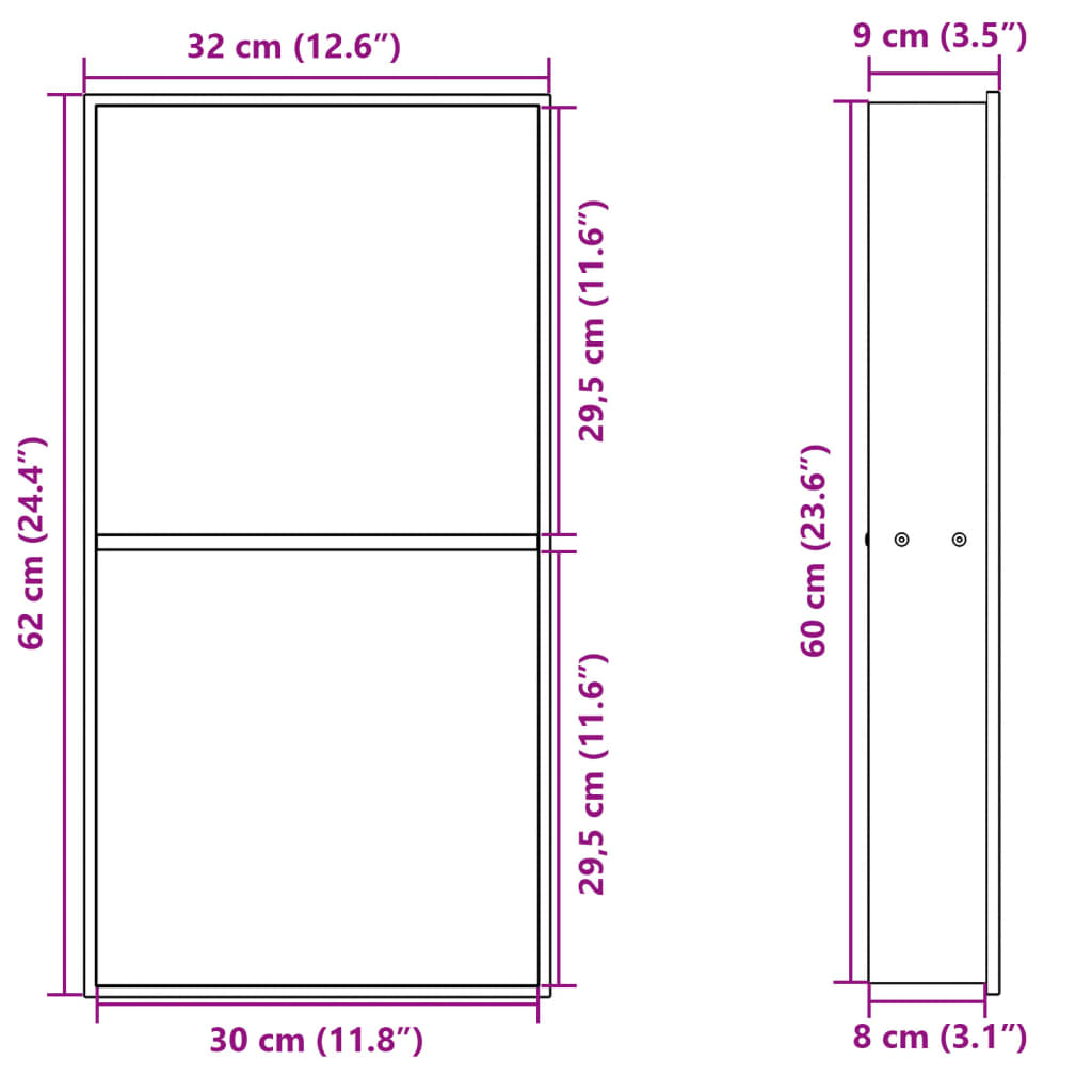 Douchenis 32x62x9 cm roestvrijstaal geborsteld zilverkleurig is nu te koop bij PeponiXL, paradijselijk wonen!