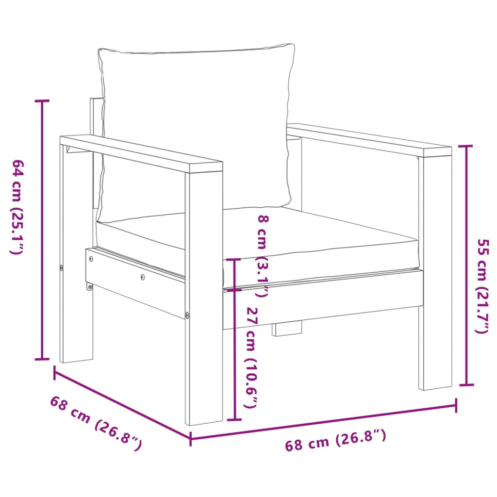 5-delige Loungeset met kussens massief acaciahout is nu te koop bij PeponiXL, paradijselijk wonen!