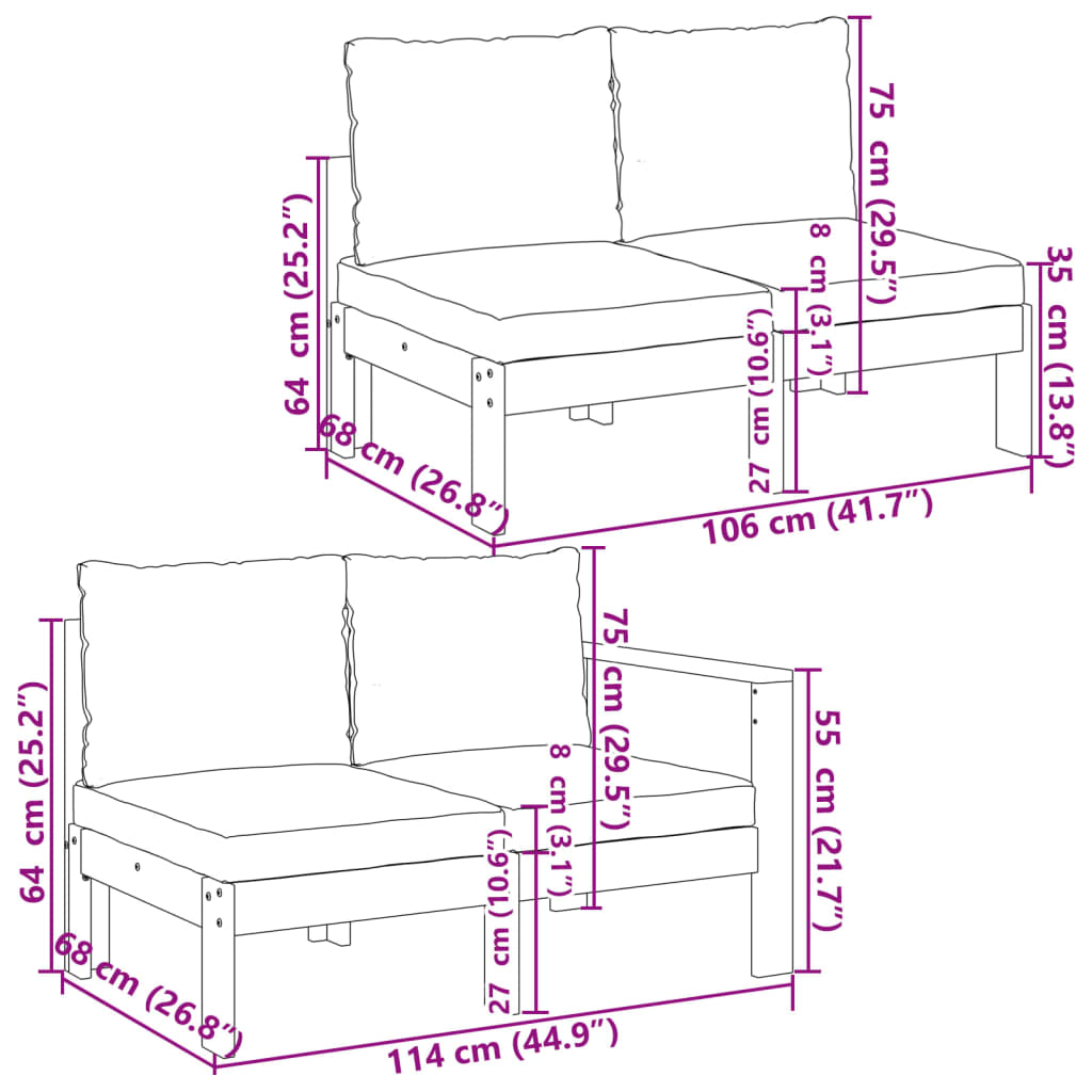 8-delige Loungeset met kussens massief acaciahout is nu te koop bij PeponiXL, paradijselijk wonen!