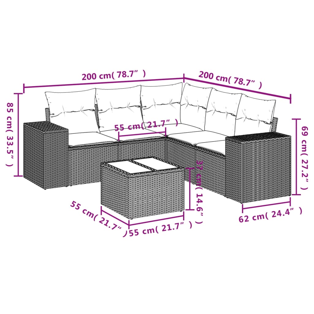 6-delige Loungeset met kussens poly rattan lichtgrijs is nu te koop bij PeponiXL, paradijselijk wonen!