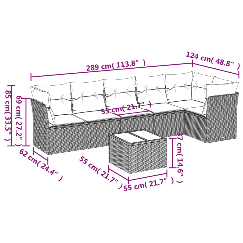 7-delige Loungeset met kussens poly rattan lichtgrijs is nu te koop bij PeponiXL, paradijselijk wonen!