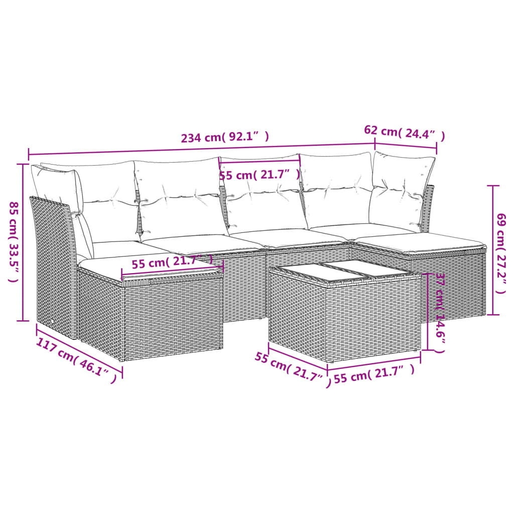 7-delige Loungeset met kussens poly rattan beige is nu te koop bij PeponiXL, paradijselijk wonen!