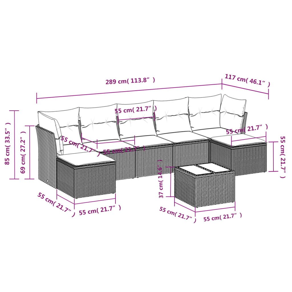 8-delige Loungeset met kussens poly rattan beige is nu te koop bij PeponiXL, paradijselijk wonen!
