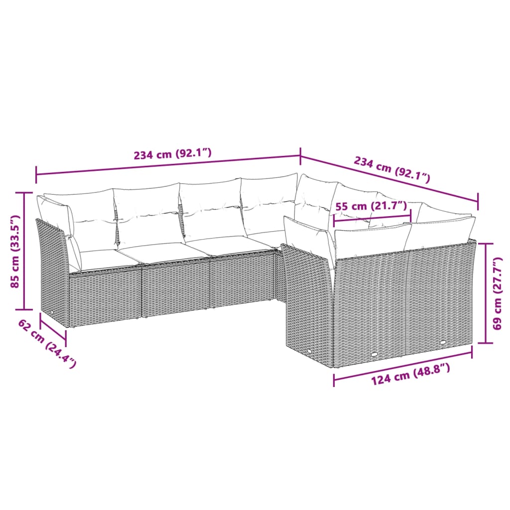 8-delige Loungeset met kussens poly rattan lichtgrijs is nu te koop bij PeponiXL, paradijselijk wonen!