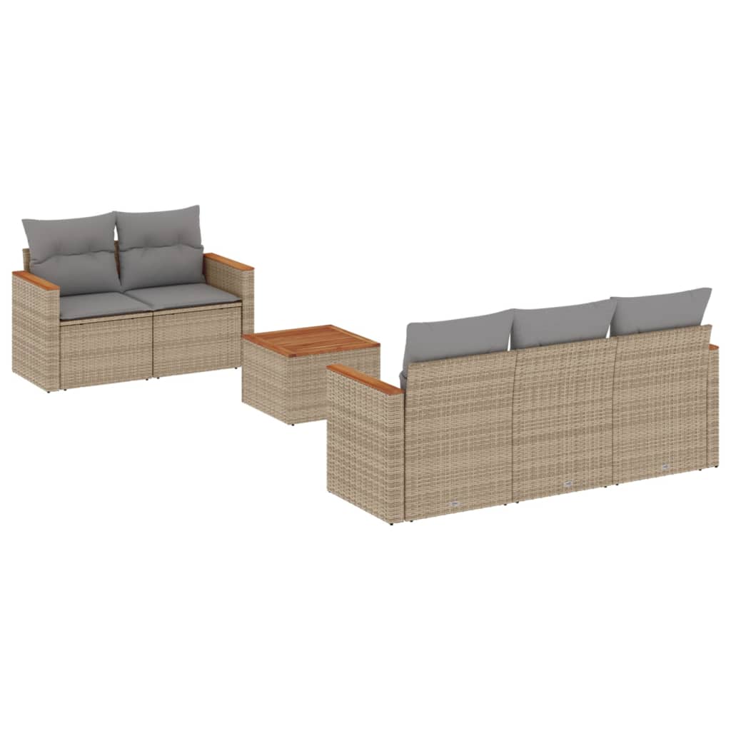 6-delige Loungeset met kussens poly rattan gemengd beige is nu te koop bij PeponiXL, paradijselijk wonen!