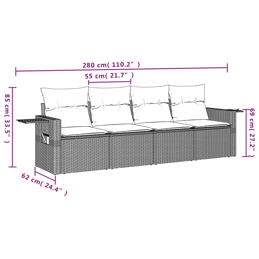 4-delige Loungeset met kussens poly rattan beige is nu te koop bij PeponiXL, paradijselijk wonen!