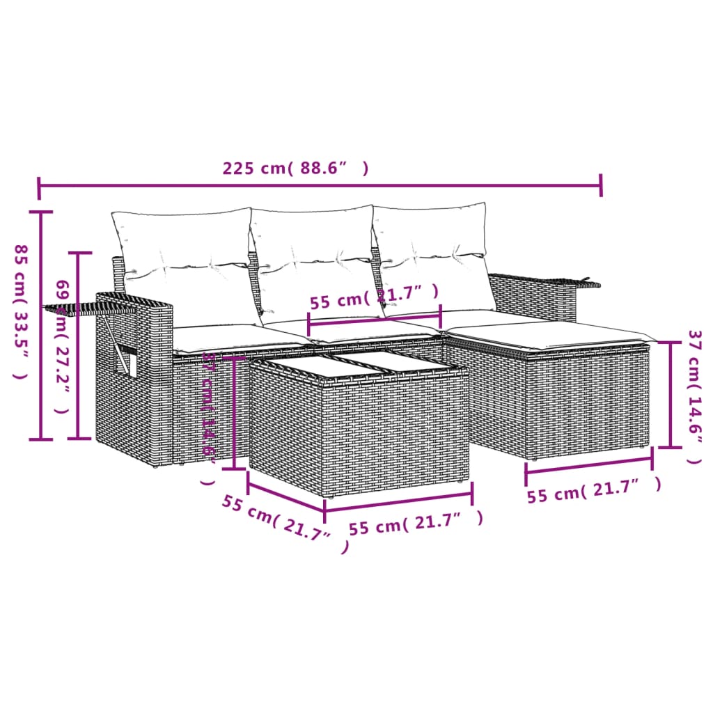 4-delige Loungeset met kussens poly rattan zwart is nu te koop bij PeponiXL, paradijselijk wonen!