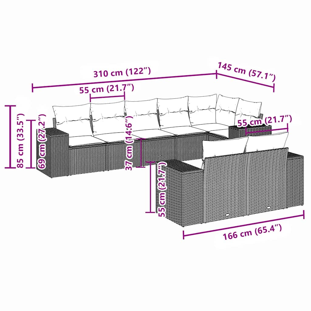 8-delige Loungeset met kussens poly rattan lichtgrijs is nu te koop bij PeponiXL, paradijselijk wonen!